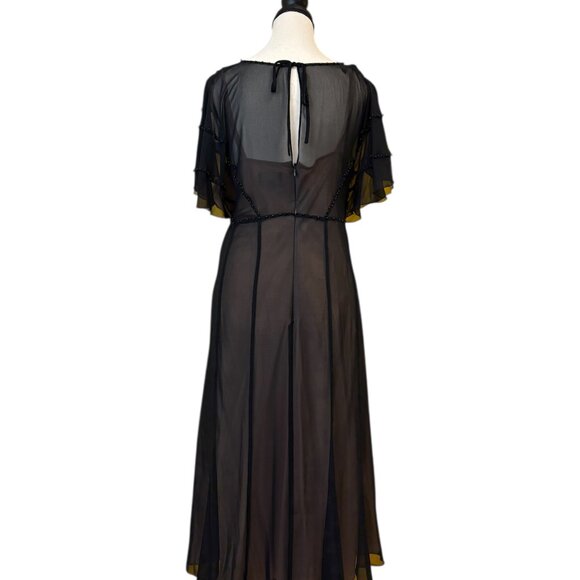 Adrianna Papell Black Sheer Cocktail Dress (12) - Picture 3 of 3